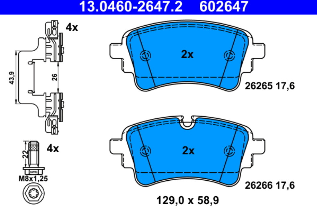 KLOCKI HAM. AUDI T. A4/A5/A6/A7 1,4-3,0 19- 13.0460-2647.2 ATE